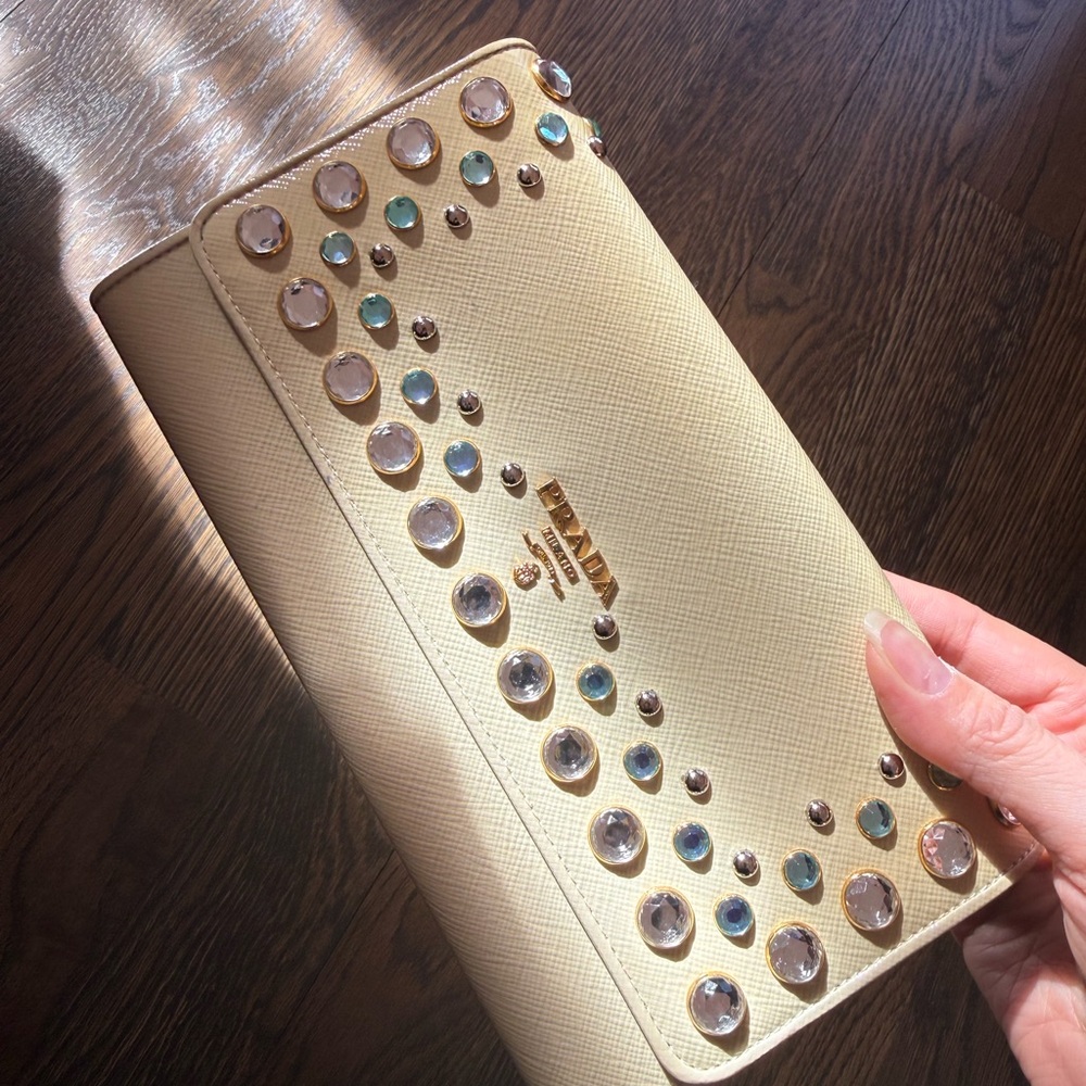 Prada Gold Crystal Embellished Clutch (can be converted into a cross body bag)